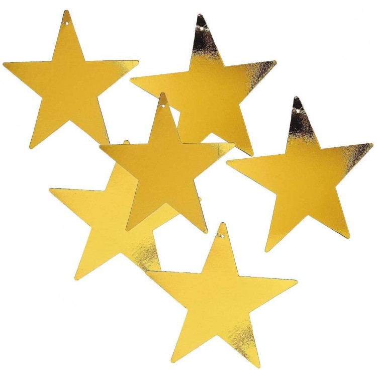 Fun Express Gold Star 12 Cutout 1 Dozen Gold Foil Cardboard Star Cutouts - B0H5UQS53