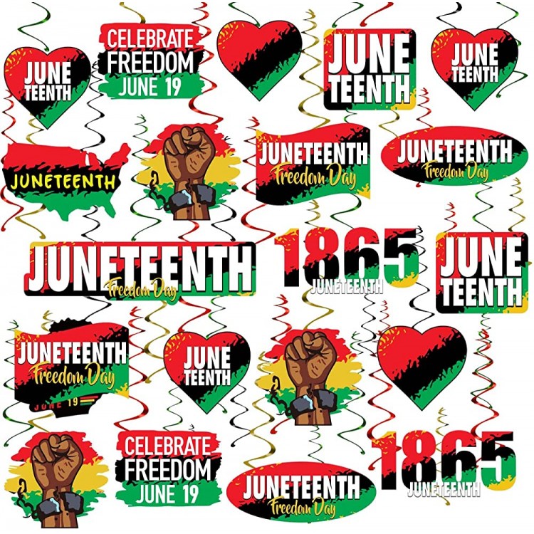 Happy Juneteenth Day Hanging Swirls Party Decorations Freedom Day Juneteenth Black Americans Independence 1865 Juneteenth Hanging Cutout for Black History Party Decorations - BZK8RYPGT