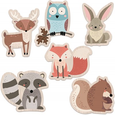 Twerp Woodland Creatures Large Laminated Card Stock Cutouts | Woodland Animal Baby Shower Decorations | Forest Animals Party Supplies | Set of 6 Heavy Card Stock Figures | Durable and Reusable - BUYOZYCC0