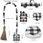 4 Pieces Fall Tiered Tray Decor Set Including House Farmhouse Sign Wooden Small Decor Items Double Printed Shelf Signs Plaid Wood Bead Garland for Home Decor Warm Style - BCB7IISYD