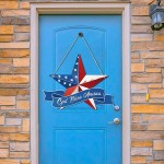4th of July Hanging Sign Star God Bless America Wooden Hanging Sign Star Shape Rustic Sign Decorations for Independence Day Party Supplies - B9T4TJCE6