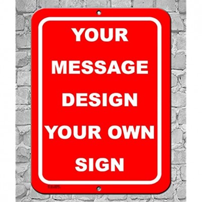 BA IMAGE Personalized Custom Red 001 Aluminum Metal Sign with Your Message 9x12 Red w White Vertical - B6B8ZQO0F