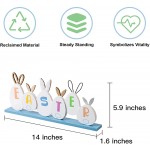DECSPAS Easter Decorations for the Home Installable Easter Eggs Ornaments Decor Eggs Shaped with Bunny Ear Tail Wood Block Farmhouse Easter Home Decor EASTER Sign Rusitc Easter Decorations Clearance - B31WZNSCI