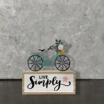 Eternhome Spring Block Bicycle Live Simple Decoration for Home Wooden Farmhouse Metal Signs Rustic Vintage Decorations for Table House Kitchen Living Room Indoor Outdoor Country Art 10”x 5 - BL2Z5PN85