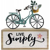 Eternhome Spring Block Bicycle Live Simple Decoration for Home Wooden Farmhouse Metal Signs Rustic Vintage Decorations for Table House Kitchen Living Room Indoor Outdoor Country Art 10”x 5" - BL2Z5PN85