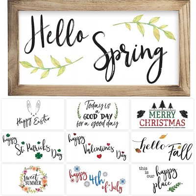 Farmhouse Wall Decor Signs For Spring and Summer Decor With Interchangeable Sayings Rustic 9X17” Wood Picture Frame with 10 Designs Easy To Hang Indoor Decorations For Your Home - BALA9YG7P