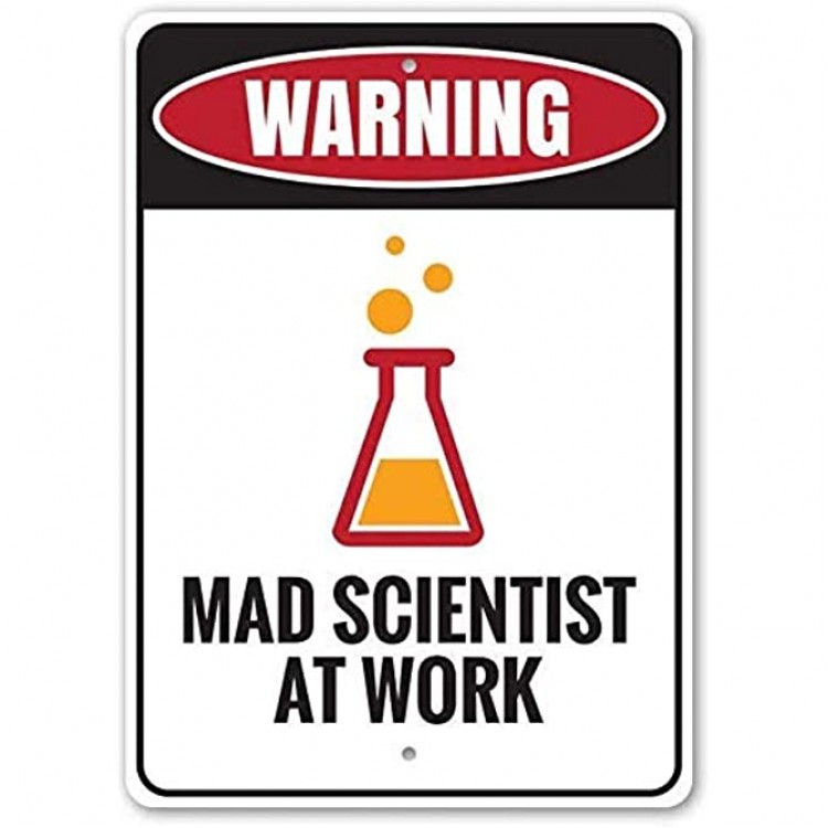 Mad Scientist Home Wall Decor Mad Scientist Decorations Aluminum Signs Funny Laboratory Sign Tin Metal Wall Decor Mad Scientist Props for Chemistry Classroom Decorations Science Poster 8x12 IN - BULNJE44W