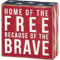 Primitives by Kathy 23148 Patriotic Box Sign 4 x 4 Home Of The Free - BLQ0F0QHF
