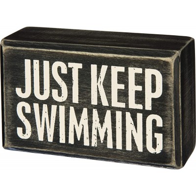 Primitives by Kathy Classic Box Sign 4" x 2.5" Just Keep Swimming - BJJZ1OVUD