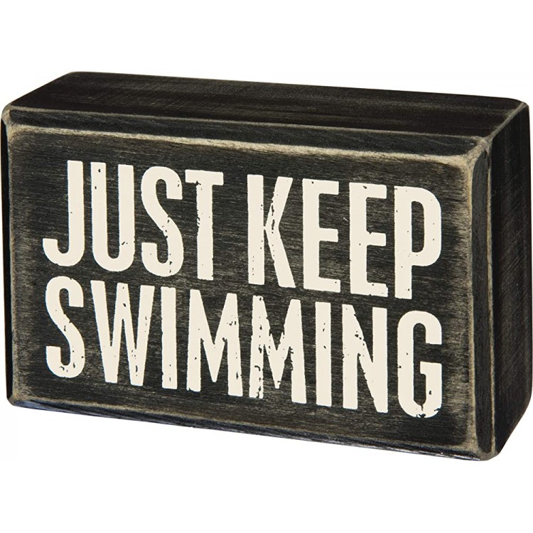 Primitives by Kathy Classic Box Sign 4 x 2.5 Just Keep Swimming - BJJZ1OVUD