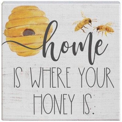Simply Said INC Small Talk Sign 5.25" Wood Block Plaque STS1295 Home is Where Your Honey is - BOOU52GP3