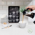 Struck By Design Coffee Menu Sign 12x8in Coffee Sign w 6pcs Double Sided Tape Easy to Hang Coffee Bar Accessories Trendy Farmhouse Coffee Bar Sign Coffee Decor for Kitchen or Coffee Bar Shelf - BPAAD0DAJ