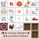 Tiered Tray Signs for Spring and Summer Home Decor 3 Frames w Interchangeable Sayings for Seasonal Tiered Stand Decoration The Perfect Table or Wall Decor for Your Living Room - BZCGQJL0D