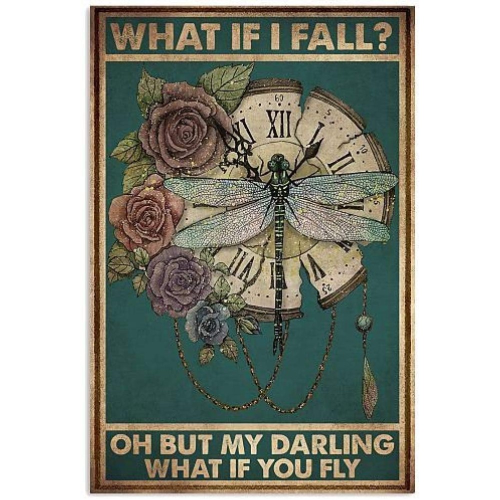 What If I Fall？Oh But My Darling What If You Fly Retro Metal Tin Sign Vintage Aluminum Sign for Home Coffee Wall Decor 8x12 Inch - BORZQQLPZ