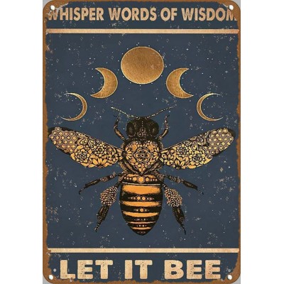 Whisper Words Of Wisdom Let It Be Bees Poster Bee Lover Gift Bumble Bees Artwork Signs For Home Novelty Hot Coffee Poster Metal Tin Signs Retro Plate Desserts Shop Cafe Decor Farmhouse Sign 8"x12" - BYZ8R57AC
