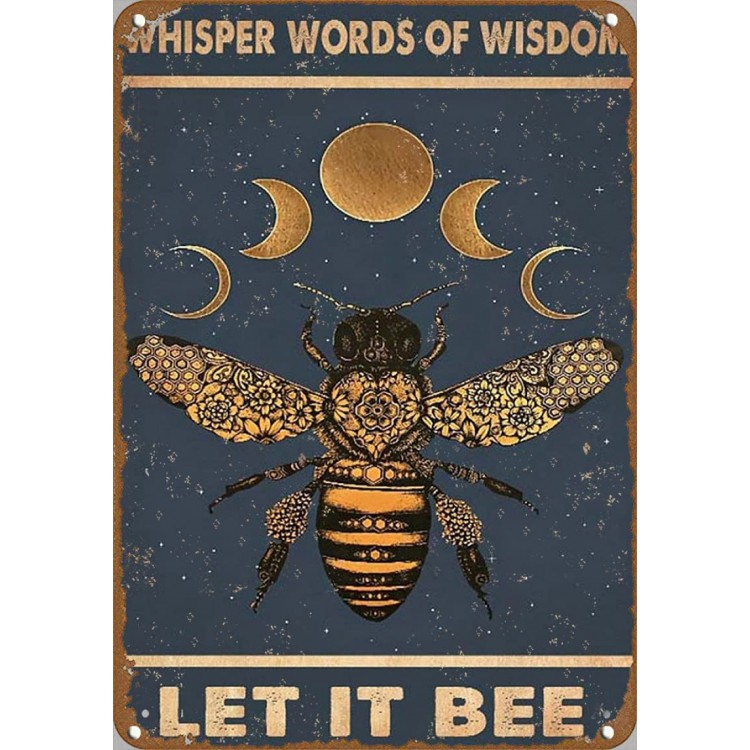 Whisper Words Of Wisdom Let It Be Bees Poster Bee Lover Gift Bumble Bees Artwork Signs For Home Novelty Hot Coffee Poster Metal Tin Signs Retro Plate Desserts Shop Cafe Decor Farmhouse Sign 8x12 - BYZ8R57AC