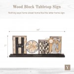 Young's Inc. Wood Block Tabletop Sign Farmhouse Kitchen Decor 18” W x 7” H Rustic Home Decor Entryway Table Decor - BL2R973J0