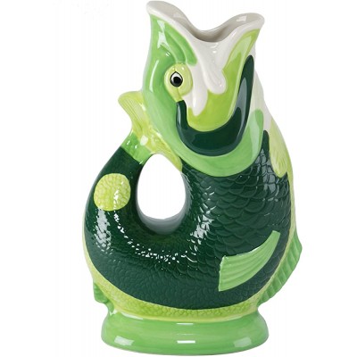 Gluggle Jug Hand Painted Green Extra Large 10-Inch 38 Fluid ounce capacity - BHAB52917