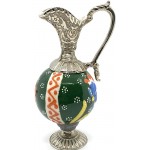 Green Stone Turkish Style Porcelain and Copper Decorative Pitcher - BIWWHOBX3