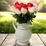 MyGift Decorative Vintage Pitcher Vase White Ceramic Antique Style French Country Water Jug Flower Vase and Bouquet Holder - BO80H3ZTM