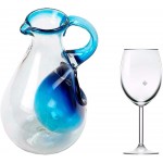 NOVICA Hand Blown Clear Glass Pitcher With Aquamarine Rim And Ice Chamber 60 Oz 'Fresh Caribbean' - BZ0A0JLAW