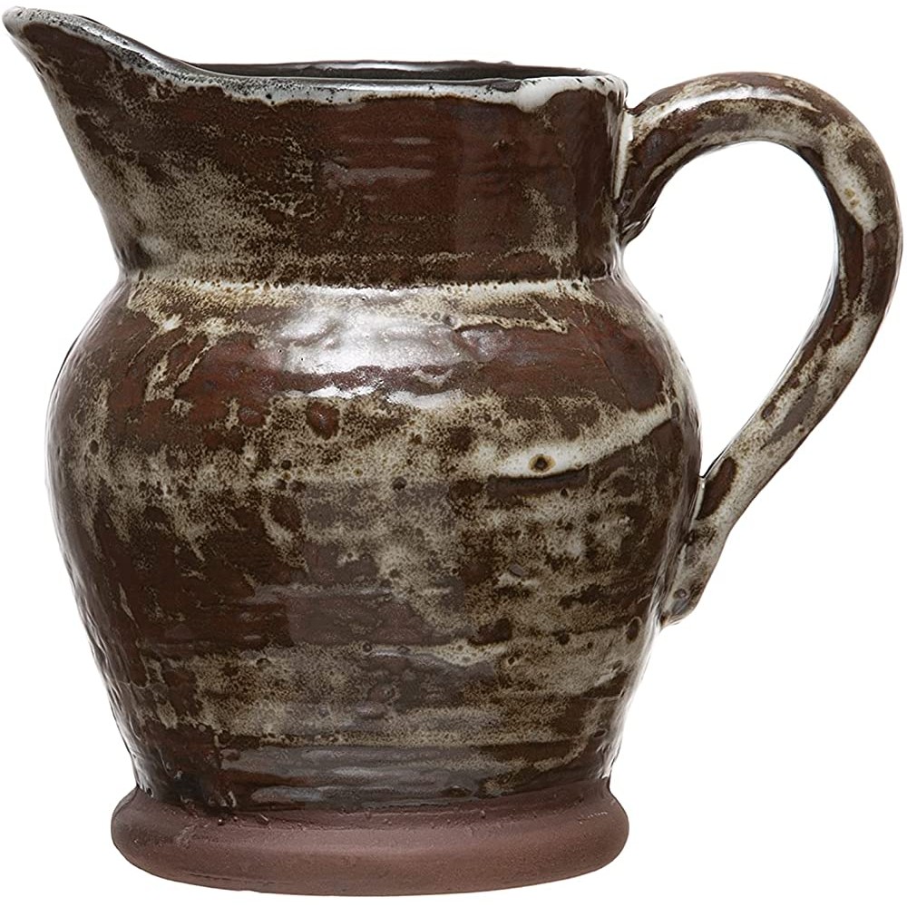Unknown1 Rustic Decorative Stoneware Pitcher with Reactive Glaze Finish Brown - BH907XF6R