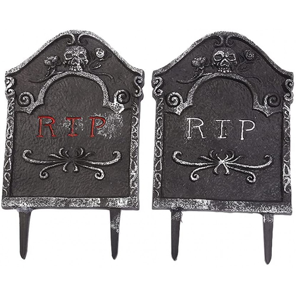 WINOMO 2Pcs Halloween Decorative Item Haunted House Property Horror Tombstone Black - BWG181TEW
