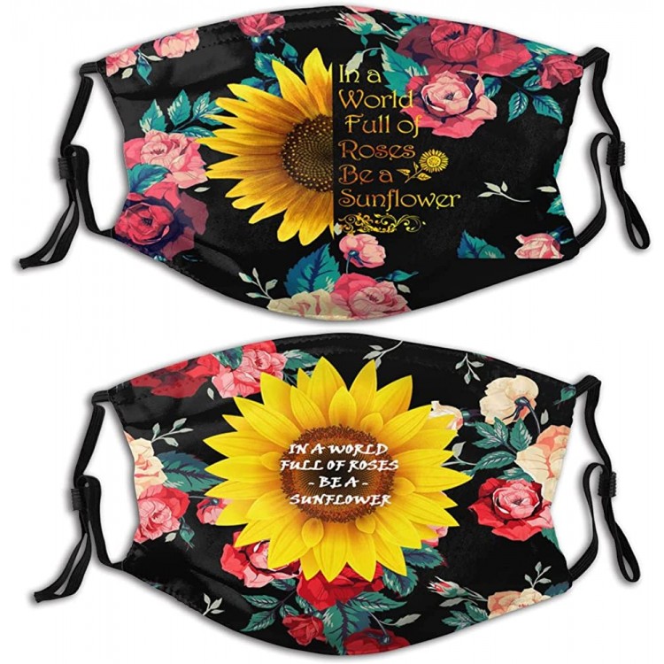2PC Sunflower Women face mask In A World Full of Roses Be A Sunflower,Washable Reusable Adjustable Decorative Mask - BWQHVDYVH