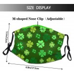 Cartoon Outlined Green Clover Leaf Decorative Kids Face Mask Washable Reusable Adjustable Ear Loops Bandana with 10 Filter 5 Pcs - BUMXE1O05