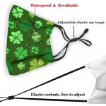 Cartoon Outlined Green Clover Leaf Decorative Kids Face Mask Washable Reusable Adjustable Ear Loops Bandana with 10 Filter 5 Pcs - BUMXE1O05