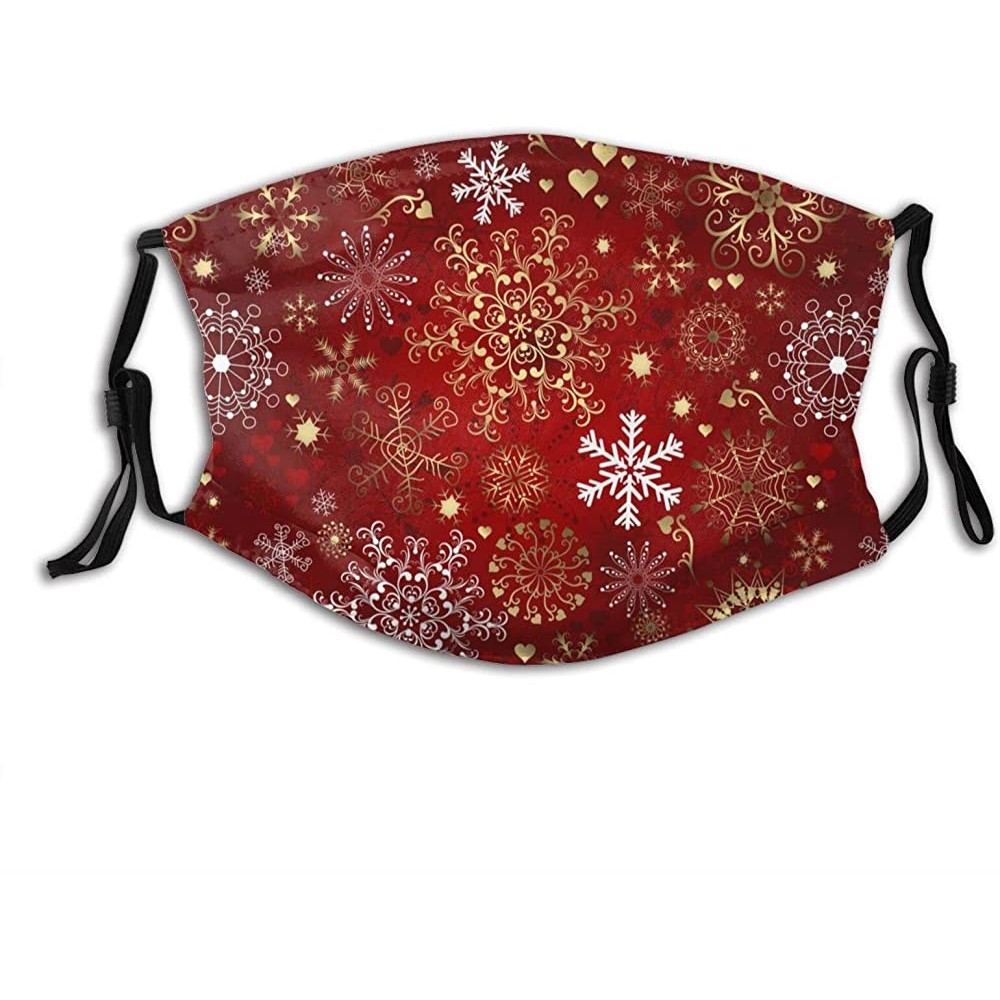 Christmas Snowflake Cloth Face Mask Fashion Christmas Decorative Masks Washable with 2Filters - BPHQ25JDL
