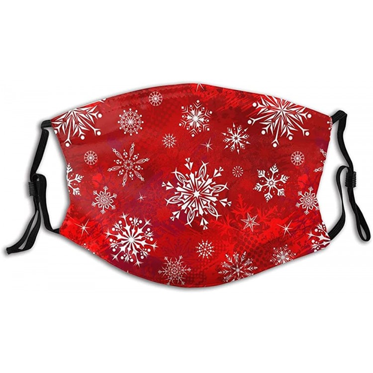 Christmas Snowflake Print Face Mask with 2Filters Fashion Christmas Decorative Masks Washable Reusable - BH48QKTRR