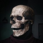 Creepy Halloween Full Head Skull Mask with Moving Jaw Adult Entire Head Realistic Latex Helmet Scary Skeleton Headgear - BJ4R2VTKP