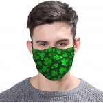 Green Clover Leaf Decorative On A Dark Face Mask with 2 Filters Adjustable Reusable Breathable Mouth Covering - BI12V4292