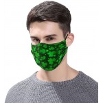 Green Clover Leaf Decorative On A Dark Face Mask with 2 Filters Adjustable Reusable Breathable Mouth Covering - BI12V4292
