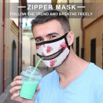 Mask with A Zipper Design Print Plant Beautiful Flower Texture - BZIC28P7B