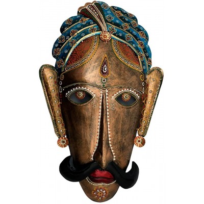 NATURALS EXPORT Wall Hanging Decorative Terracotta Mask Hand Carved Mask Set of 1 - B7JK1FAXQ