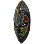 NOVICA Blue Yellow Red African Sese Wood Wall Mask with Aluminum Accents and Glass Beads Bantu Zulu' - BUJXI3JRA
