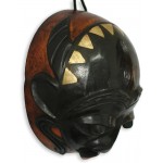 NOVICA Decorative Dried Calabash and Brass Mask Black 'Chieftain' - BA426XGBW