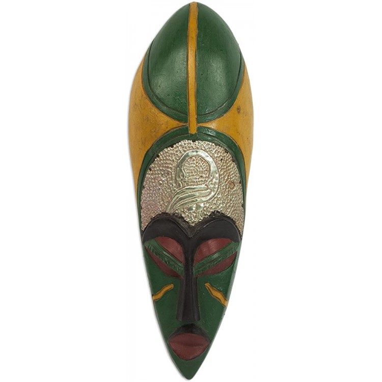 NOVICA Decorative Ghanaian Large Sese Wood and Brass Mask Black Honor The Ancestors' - B82EXME3Z