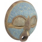 NOVICA Decorative Ghanaian Sese Wood and Aluminum Mask Blue 'New Love' - BZC3MRSOA