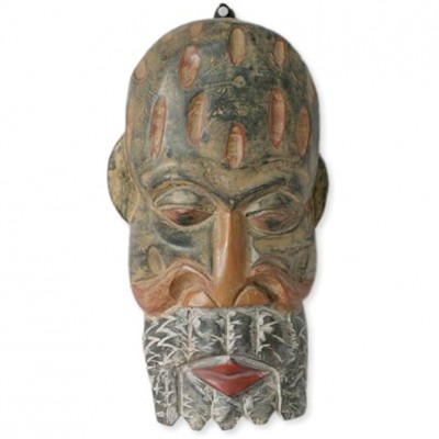 NOVICA Decorative Ghanaian Sese Wood Mask Beige 'Historian' - B76IVR3FB