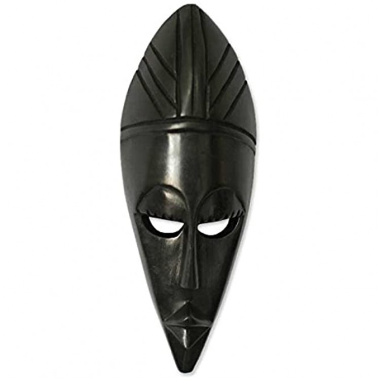 NOVICA Decorative Ghanaian Sese Wood Mask Black Prudence' - B2R41T9DW