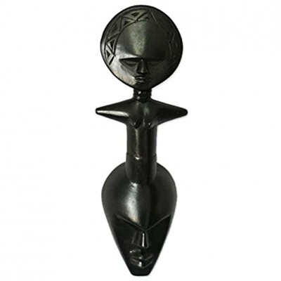 NOVICA Decorative Handmade Sese Wood Mask Black 'Together' - BE1FN0KUD