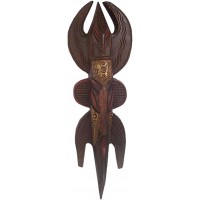NOVICA Decorative Large Sese Wood Copper and Brass Mask Brown 'Clan Power' - BWC284ZPF