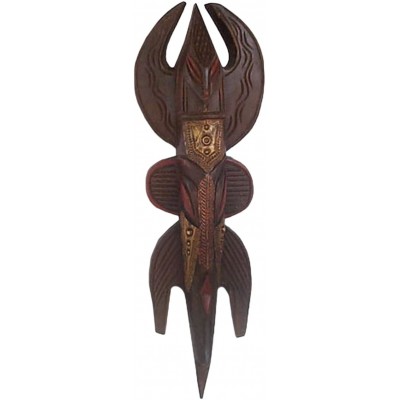 NOVICA Decorative Large Sese Wood Copper and Brass Mask Brown 'Clan Power' - BWC284ZPF