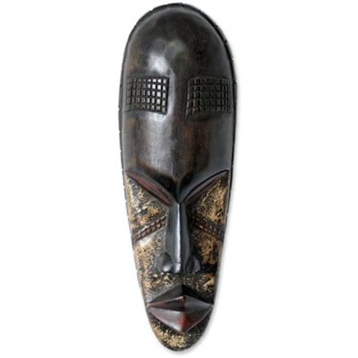 NOVICA Decorative Large Sese Wood Mask Brown Baule Spitfire' - B4DXQN377