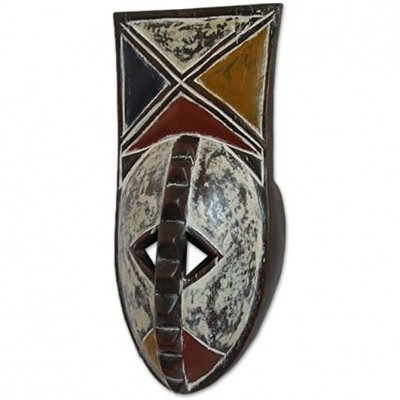 NOVICA Decorative Large Sese Wood Mask Multicolor 'Mossi Ancestor' - BDAOWOUFJ