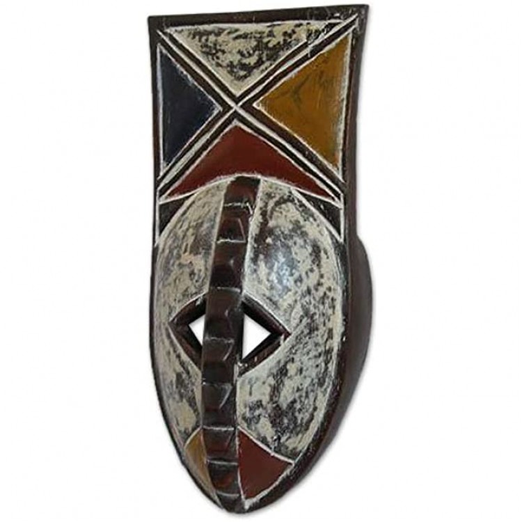 NOVICA Decorative Large Sese Wood Mask Multicolor 'Mossi Ancestor' - BDAOWOUFJ