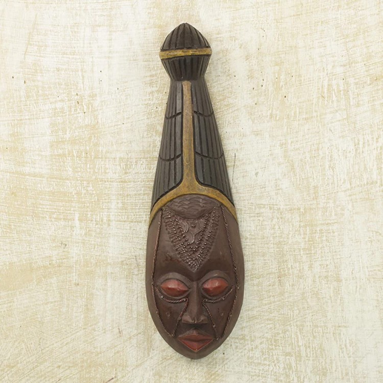 NOVICA Decorative Large Wood Mask Black 'Good Marriage' - BME4N8W8S